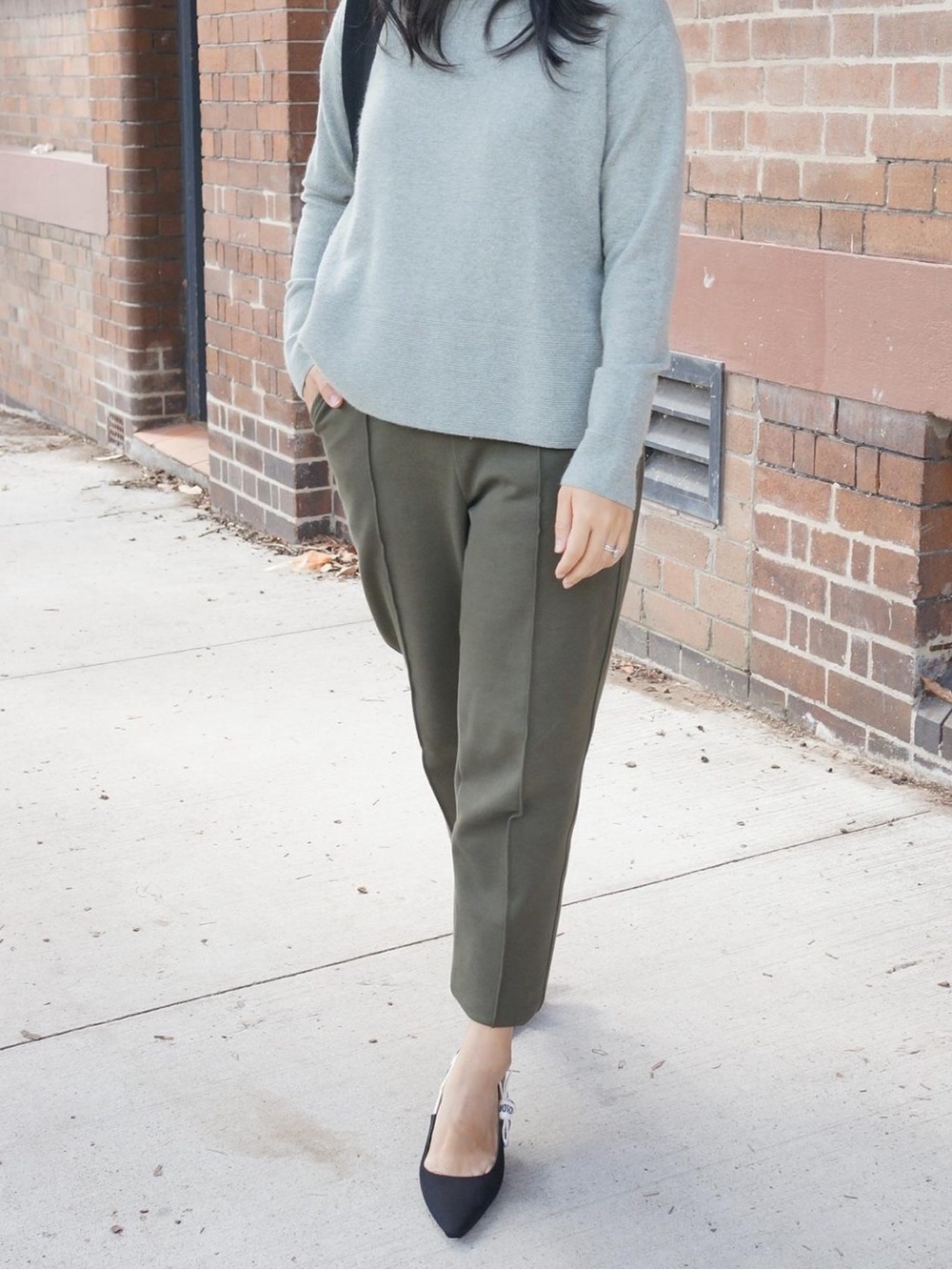 Everlane The Dream Pant Dark Forest Green Pull-On Trousers Size Large